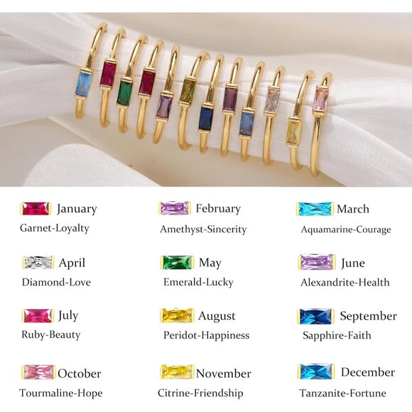 Women 14k Gold Plated Non Tarnish Thumb Stackable Ring Gemstone Jewelry - Picture 3 of 7